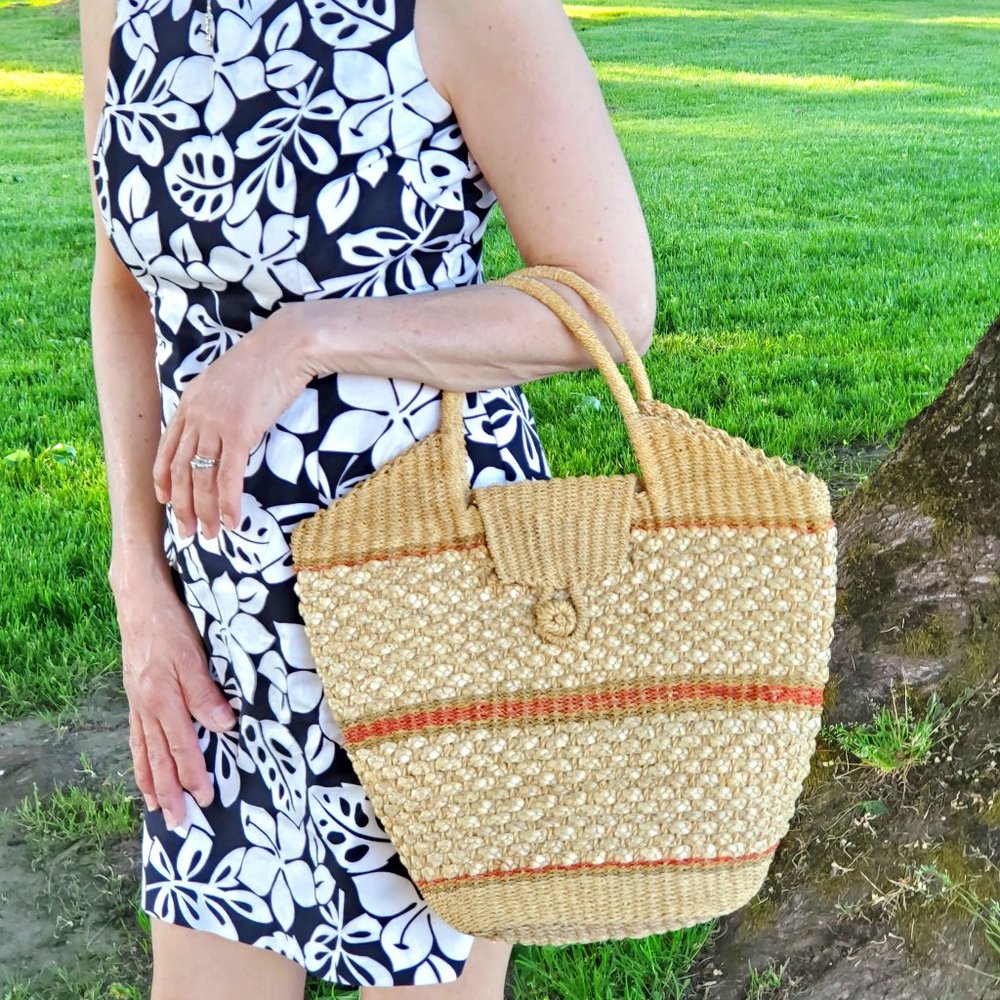 Vintage Straw Handbag, Handwoven